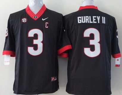 Men's UGA GA #3 Todd Gurley Black 2014 embroidered authentic Jersey