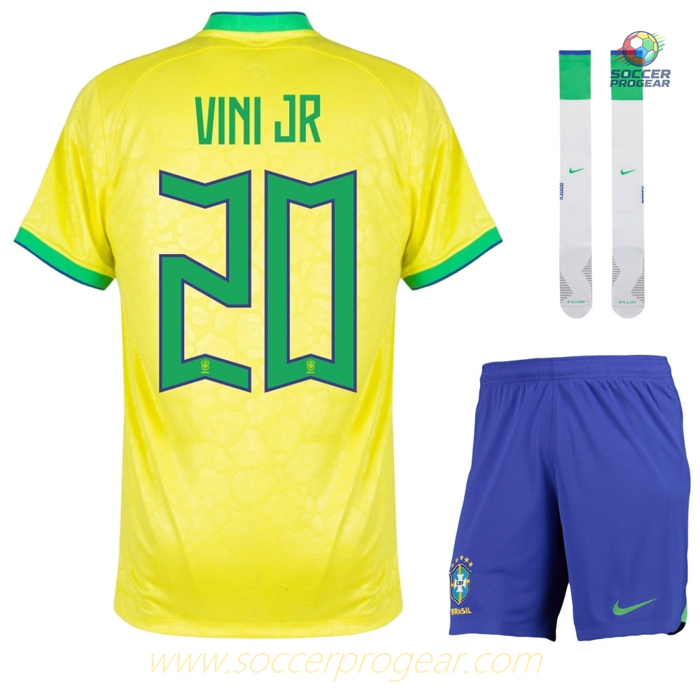 VINI JR 2022 WORLD CUP BRAZIL Replica HOME KIDS JERSEY