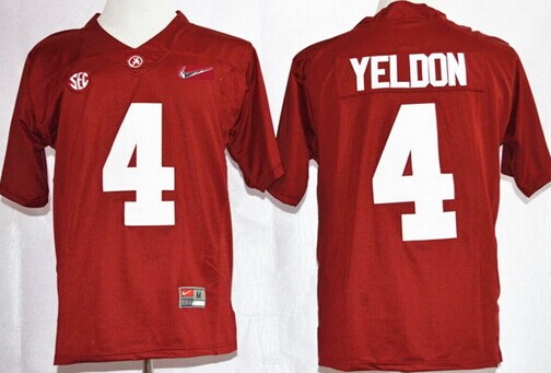 Men's ALA Tide Red 2015 premium None #4 performance Jersey comfortable
