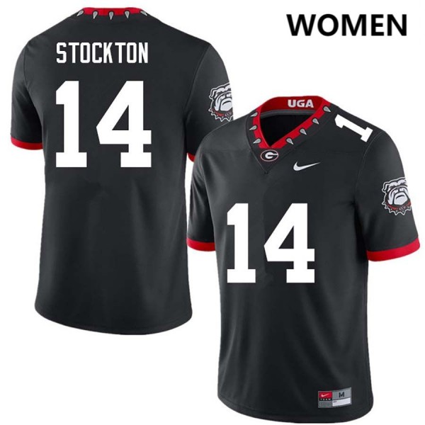 Women Georgia Bulldogs #14 Gunner Stockton 100th Anniversary Black Nike Stitch Jerseys