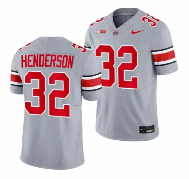 Men's OSU Ohio Gray 2023 embroidered None #32 moisture wicking Jersey