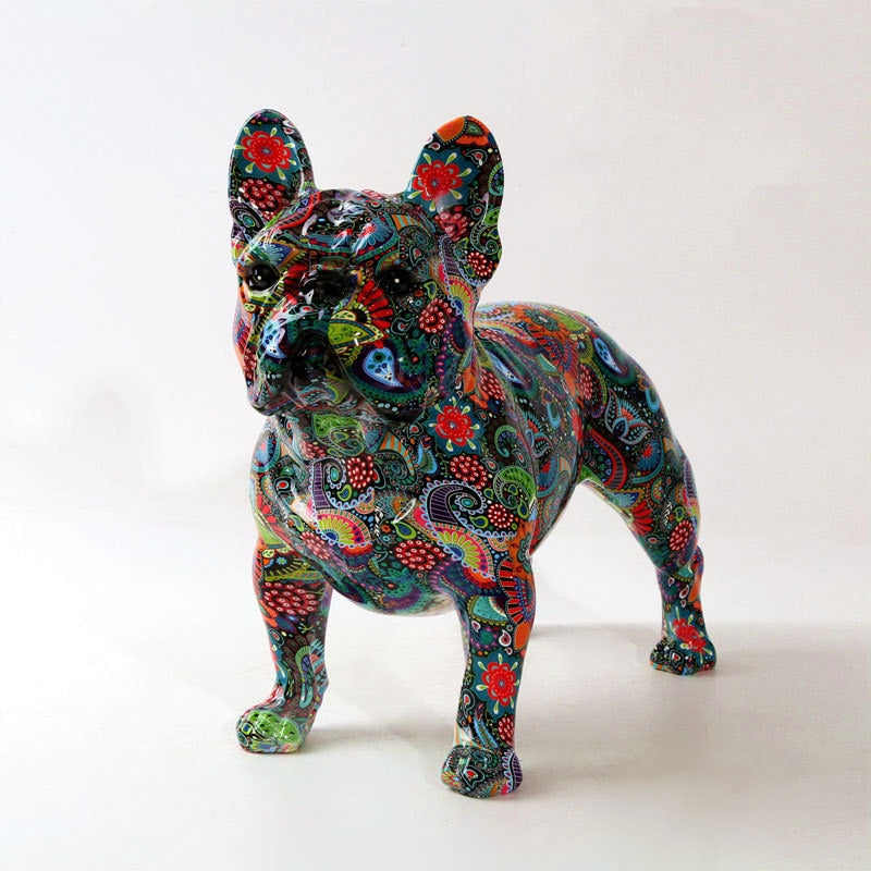 Frenchie Resin Statue A Colorful Graffiti Masterpiece Paw Protection