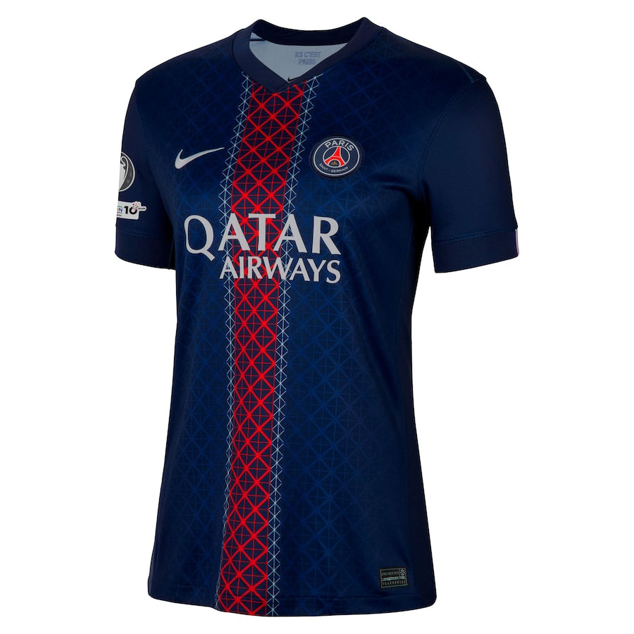Women's PSG Home Match Shirt 2025-26 with Champions League and UEFA Fo