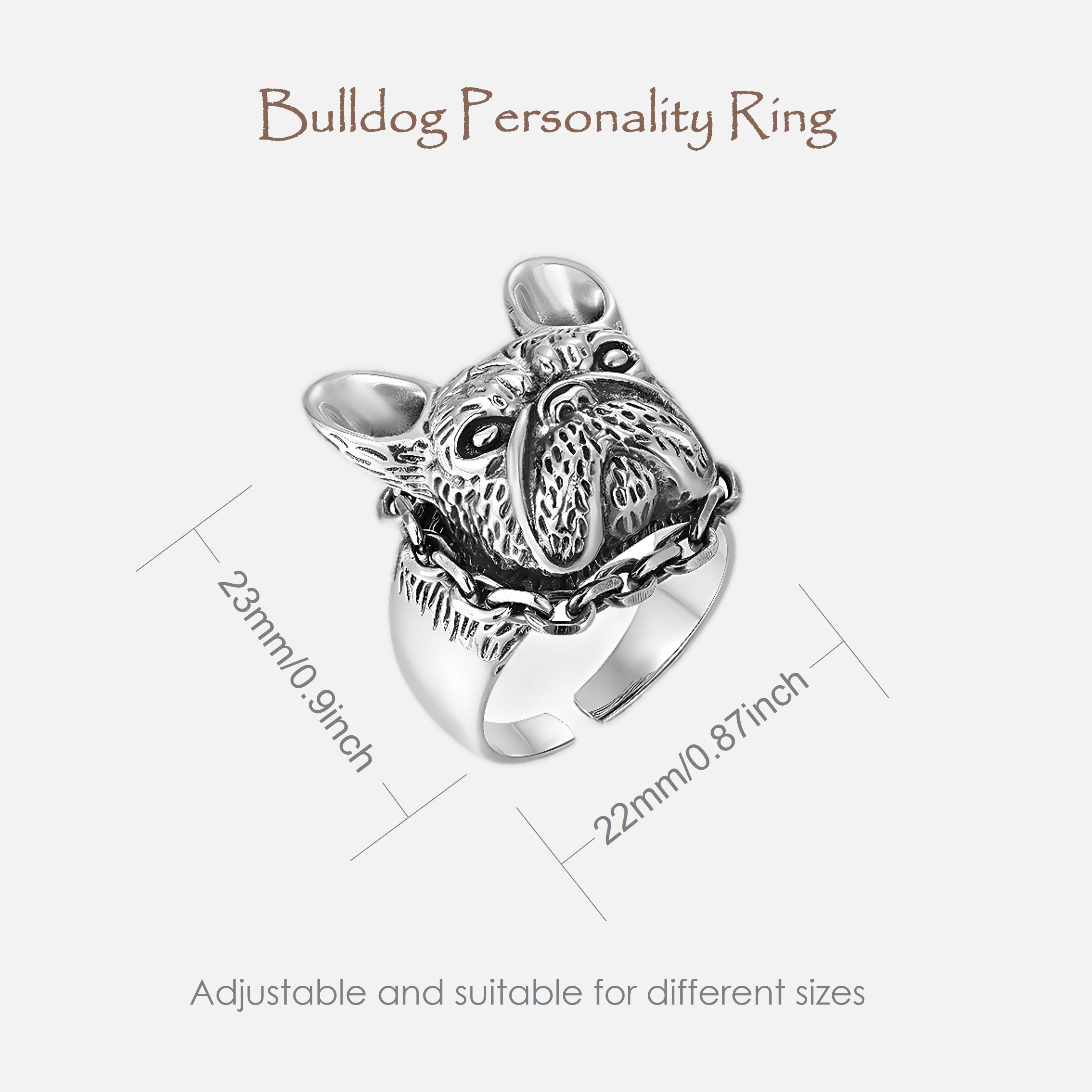 - Trendy French Bulldog Open Adjustable Ring Party Jewelry Everyday Use
