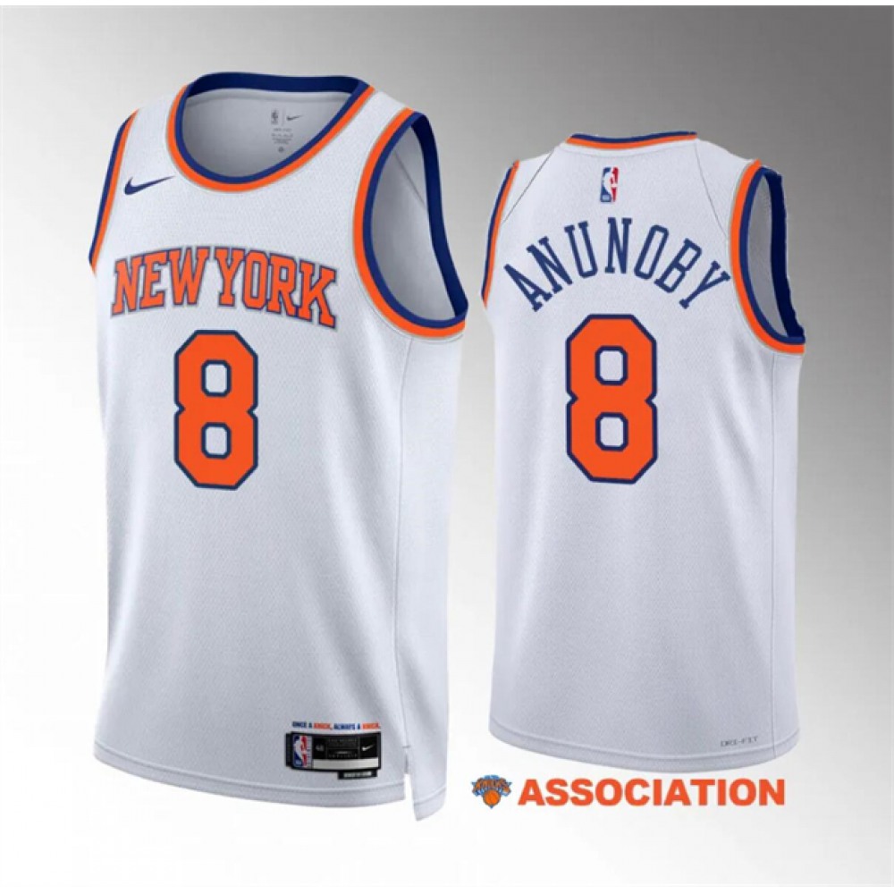 Performance Rare Men's NY Knicks #8 OG White Basketball Jersey
