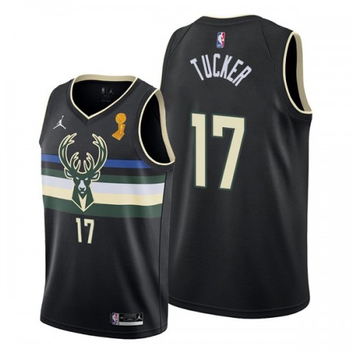Milwaukee Milwaukee Bucks #17 P.J. Tucker 2021 NBA Finals Champions Swingman Statement Edition Jersey Black Mens