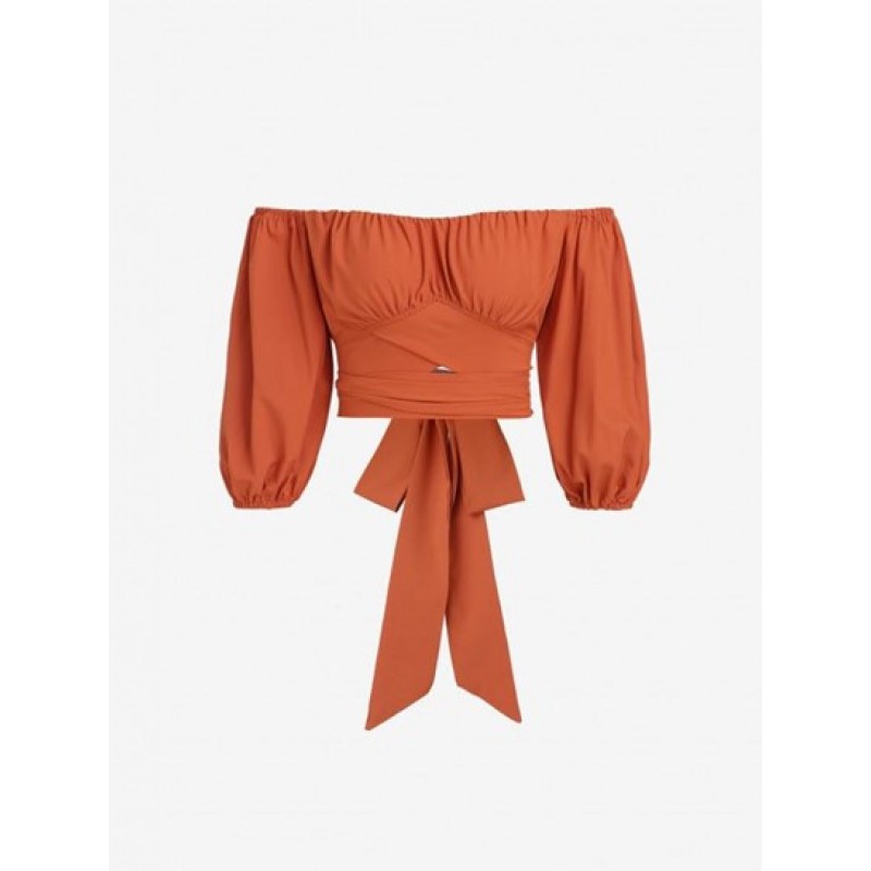 Tie-around Off Shoulder Ruched Blouse GG4047