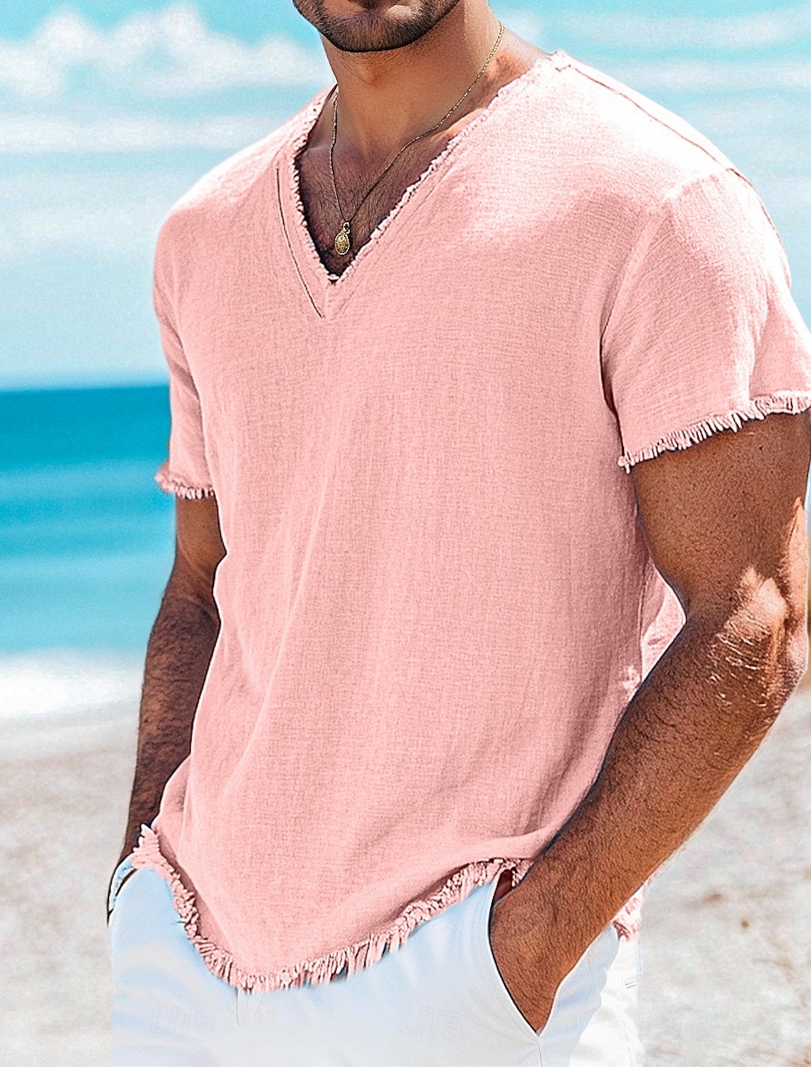 Men's Henley Shirt Tee Top Linen T-Shirt Long Sleeve Solid Color Plain