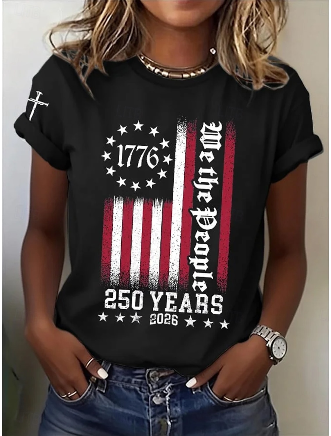 Independence Day American Anniversary Patriotic Women's T Shirt Print Asymmetrical Graphic Flag American Flag Vintage Fashion Stylish Short Sleeve One Shoulder Regular Tops Daily