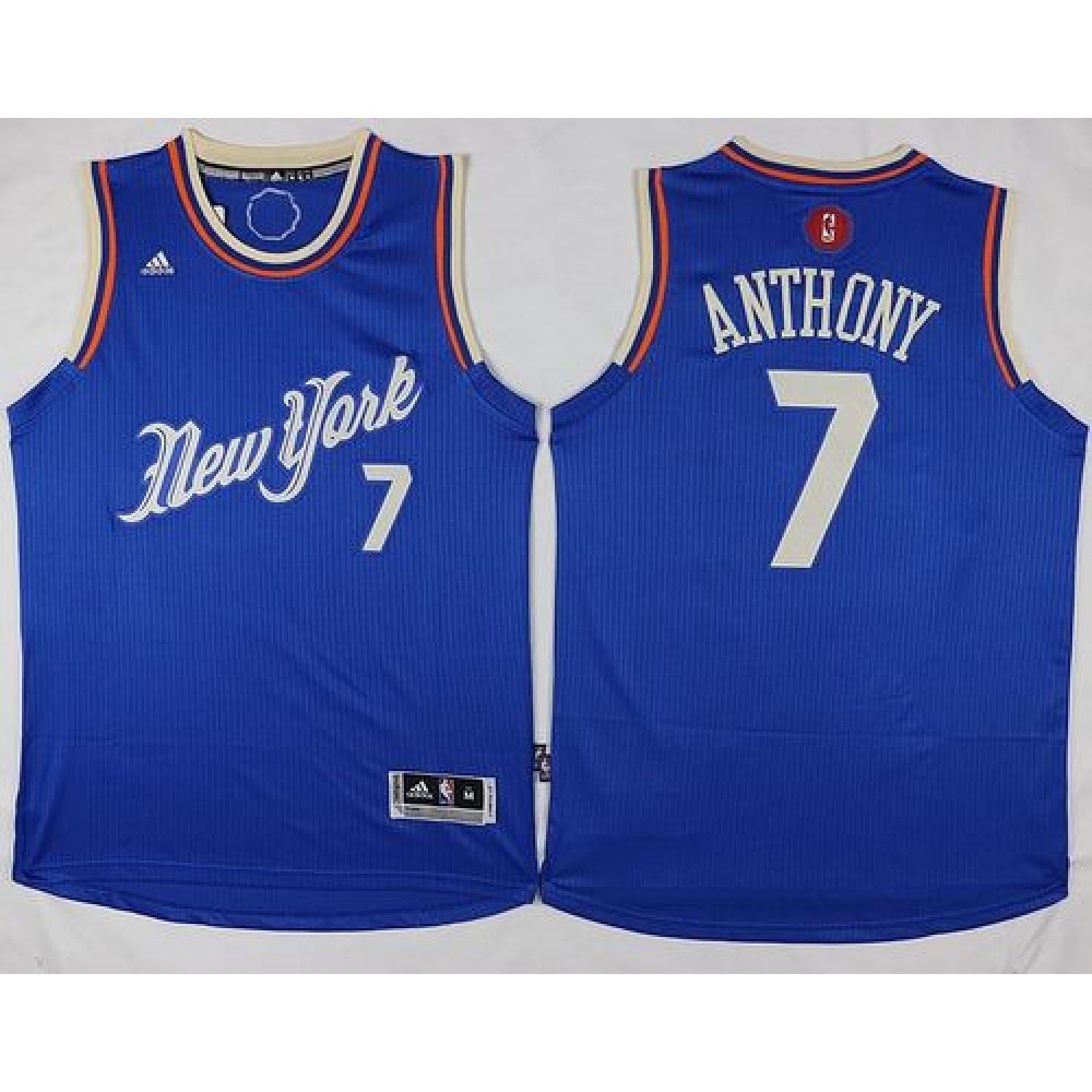 Game Day Genuine Men's Knicks #7 Carmelo Blue Basketball Jersey