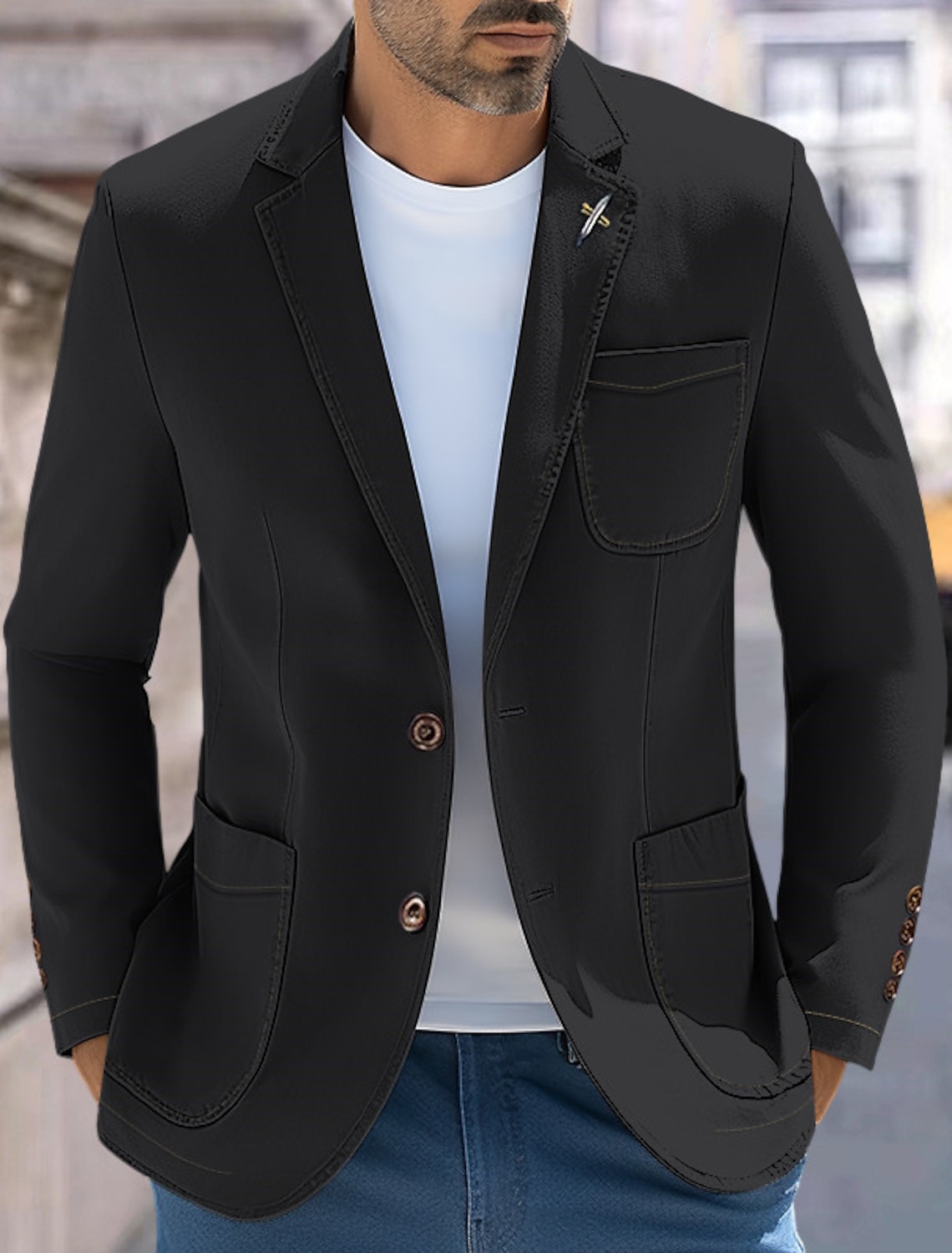 Men's Graduation Blazer Denim Jacket Business Formal Evening Wedding