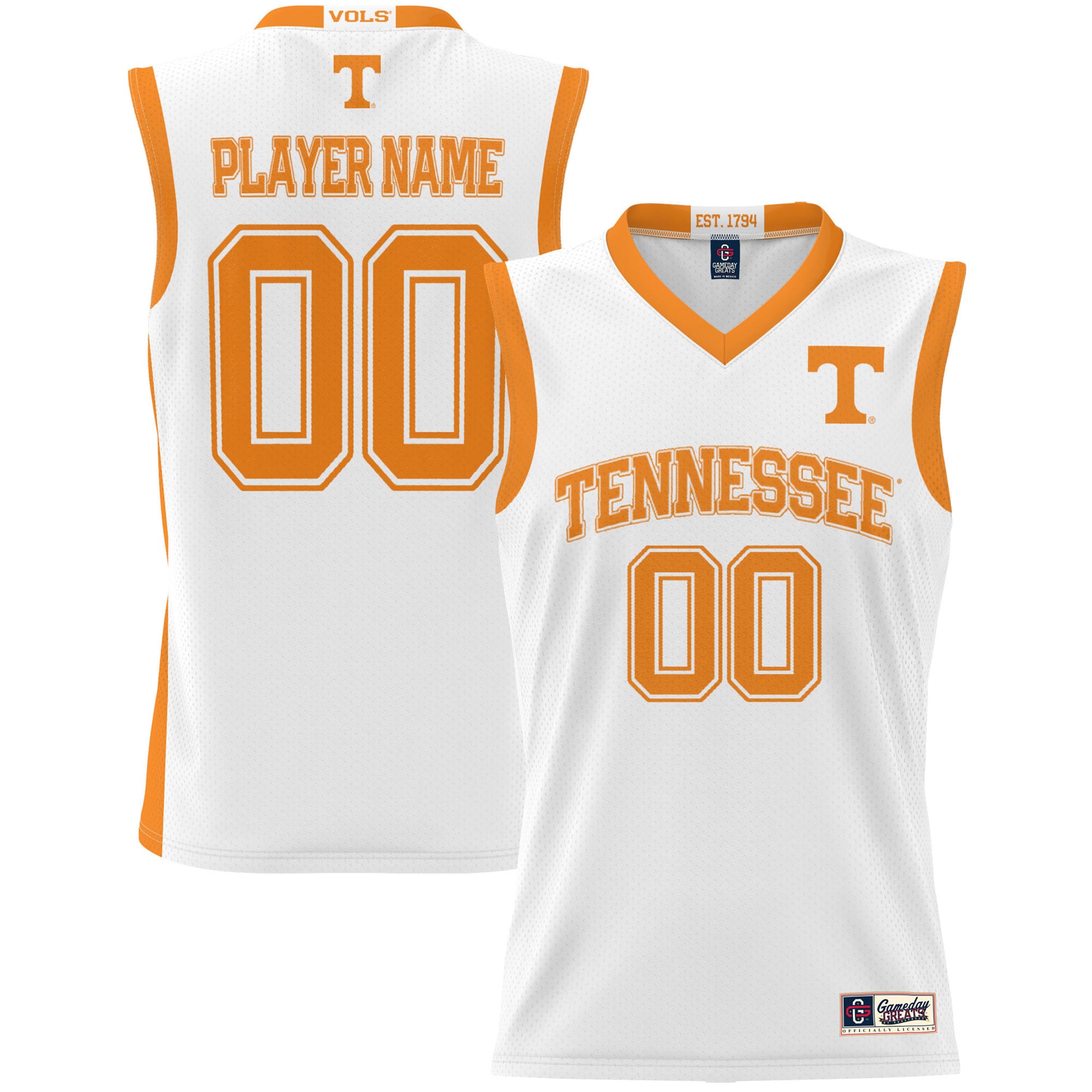 [NJP] Tennessee Volunteers GameDay Greats Youth NIL Pick-A-Player Lightweight Women's Basketball Jersey - White