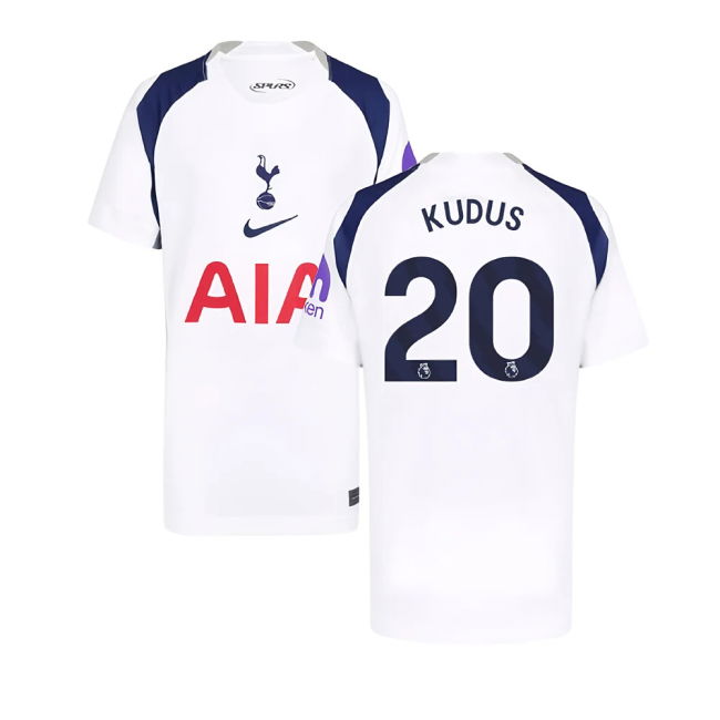 2025-20 Tottenham Home Football Shirt Kudus Name Number M S Kids