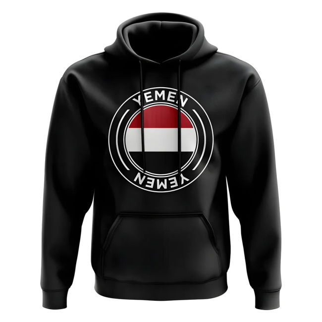 Exclusive-Design Yemen Football Badge Hoodie (Black)