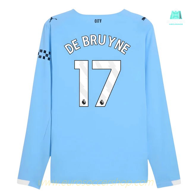 2025-2026 Man City Authentic Long Sleeve Home Shirt (De Bruyne 17)