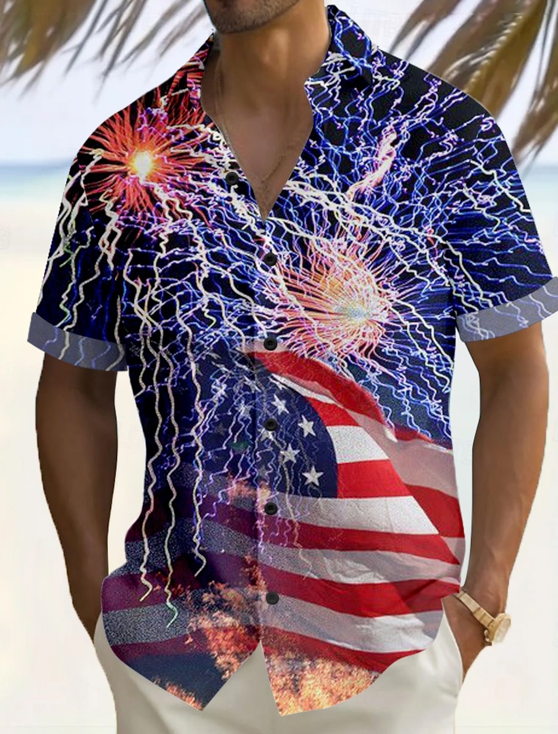 Men's 4th of July U.S. 250th Anniversary Eagle US Flag Shirt Button Up Shirt Short Sleeve Vintage Retro Outdoor Holiday Summer Spring Turndown 3D Print Collared Shirts Front One Pocket Blue White 1