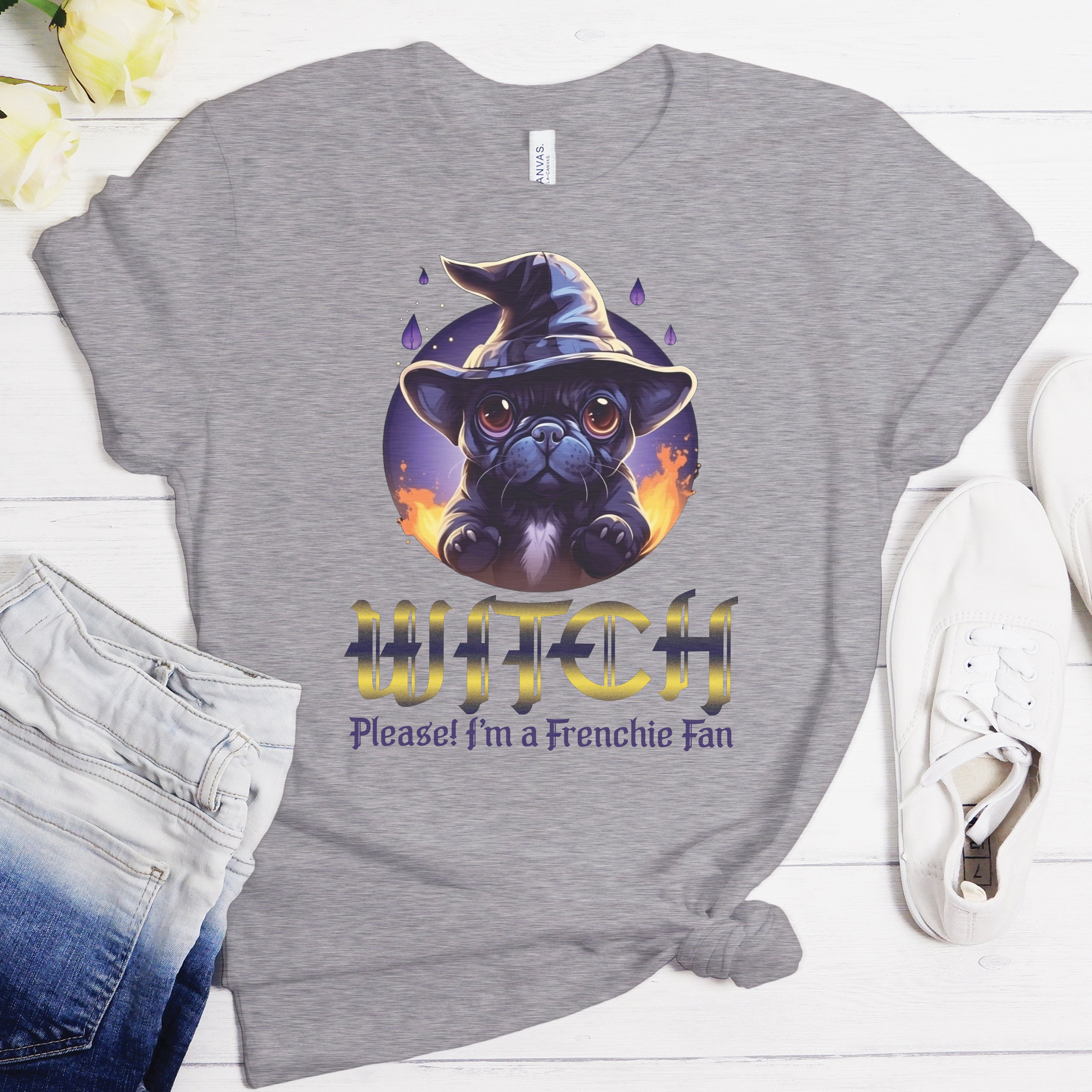 French Bulldog Witch - Bulldog Inspired Unisex T-shirt For Dog Lovers