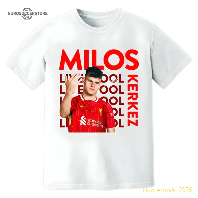 Official Milos Kerkez Liverpool New Signing T-shirt (white) - Premium