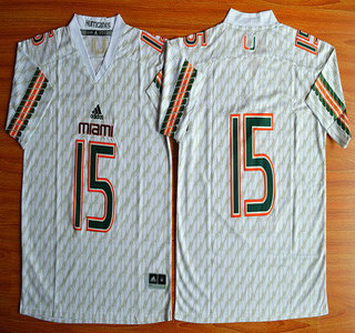Men's None #15 Brad Kaaya White 2015 breathable match worn Jersey