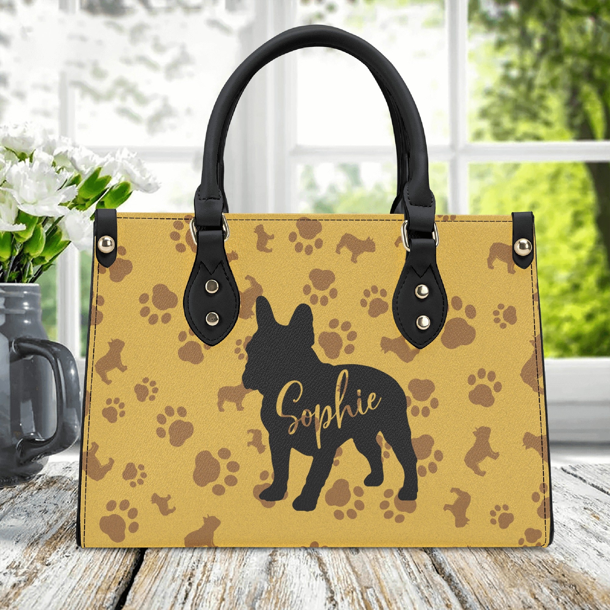 French Bulldog Lover Luxury Women Handbag With Frenchie Name