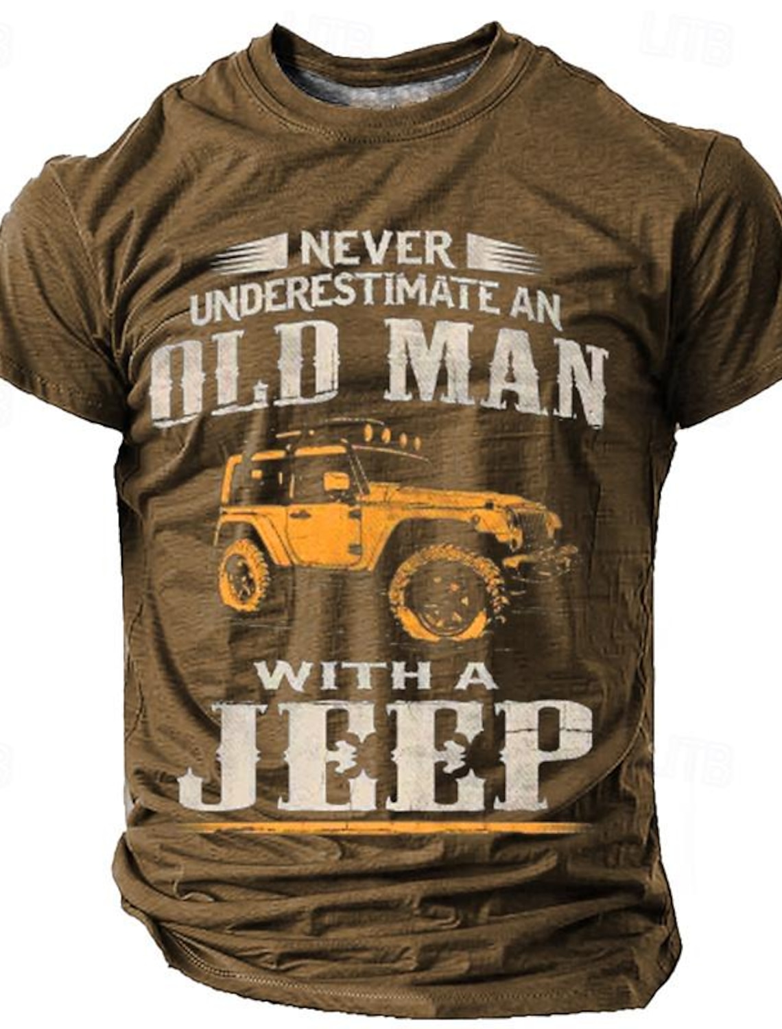 Mens Graphic T-Shirt Never Underestimate An Old Man With A Jeep Design Short Sleeve