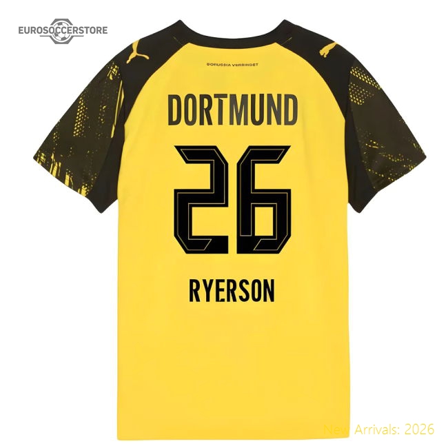 Popular 2025-2026 Borussia Dortmund Home Shirt (Kids) (Ryerson 26)