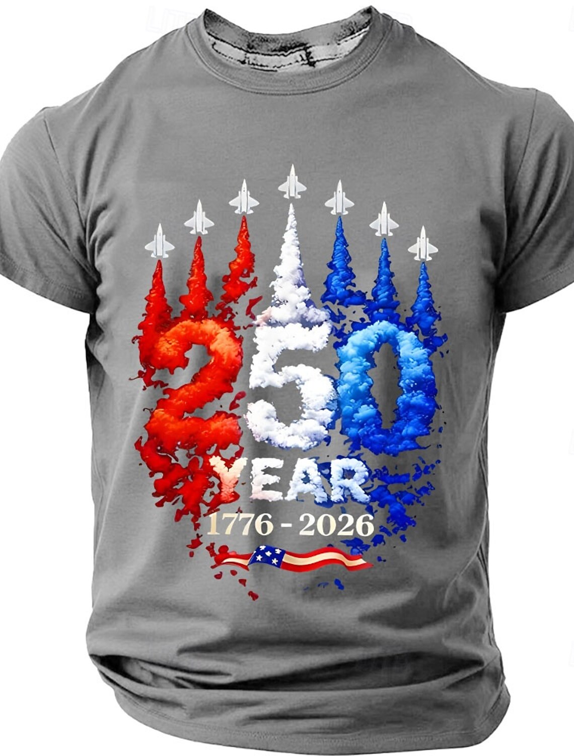 4th of July 2026 250th Men's Solid Color American US Flag T Shirt Short Sleeve T shirt 3D Print Crew Neck Shirt Vintage Retro Patriotic Daily Festival Blue Army Green 1 White Summer Spring Clothing