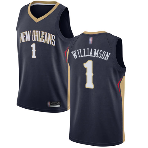 Nike New Orleans Pelicans #1 Zion Williamson Navy NBA Swingman Icon Edition Jersey Mens