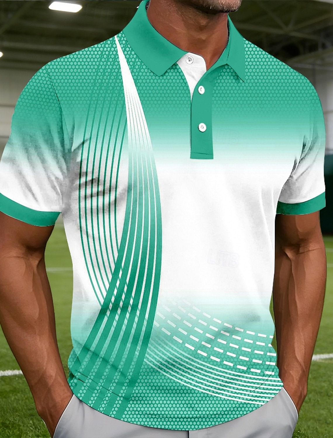 Men's Golf Line Polo Sports Shirts Short Sleeve Collared Casual