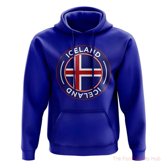 Men Iceland Football Badge Hoodie (Royal) UEFA Euro