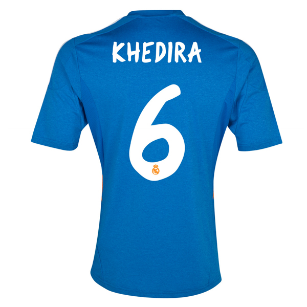 Authentic 13-14 Real Madrid 6 Khedira Away Blue Soccer Jersey Shirt