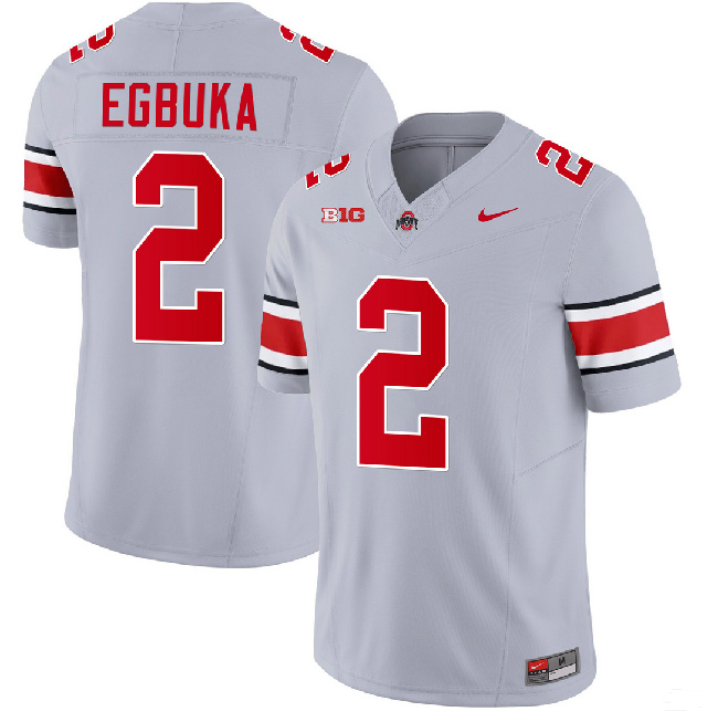 Men's OSU Buckeyes Gray 2023 game day Emeka Egbuka #2 away jersey