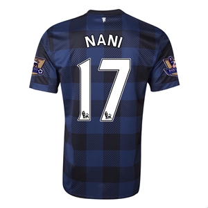 13-14 Manchester United 17 NANI Away Black Jersey Shirt - Official