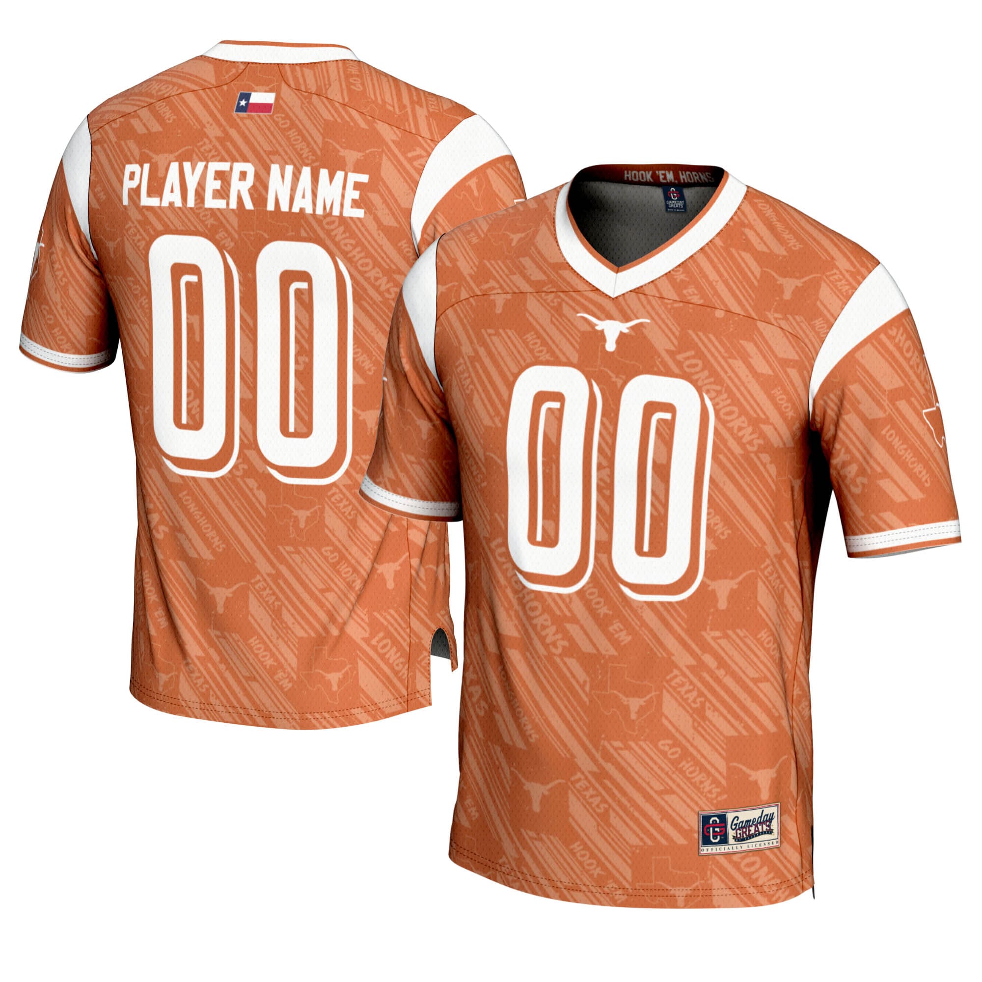 [NJP] Women's Texas Longhorns GameDay Greats Highlight Print NIL Pick-A-Player Football Jersey - Texas Orange