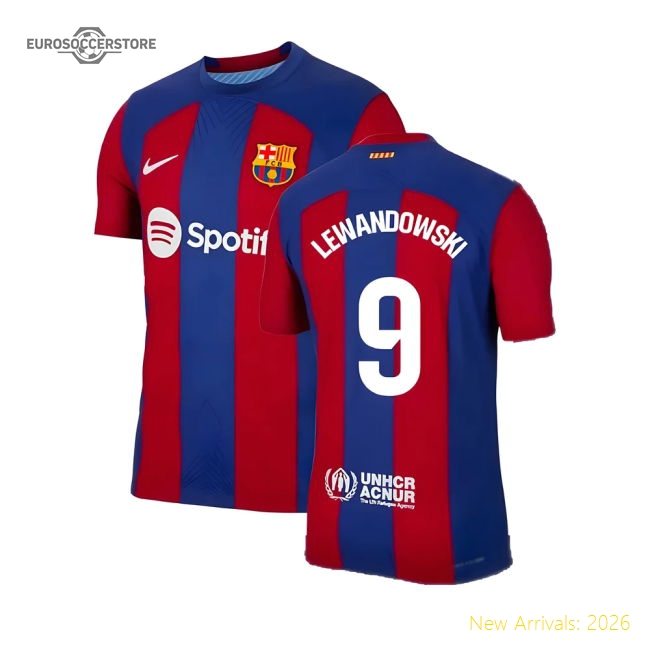 Outstanding 2023-2024 Barca Authentic Main Jersey (lewandowski 9)