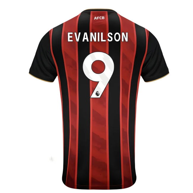 2025-2026 Bournemouth Home Shirt (Evanilson 9) | Moisture Wicking