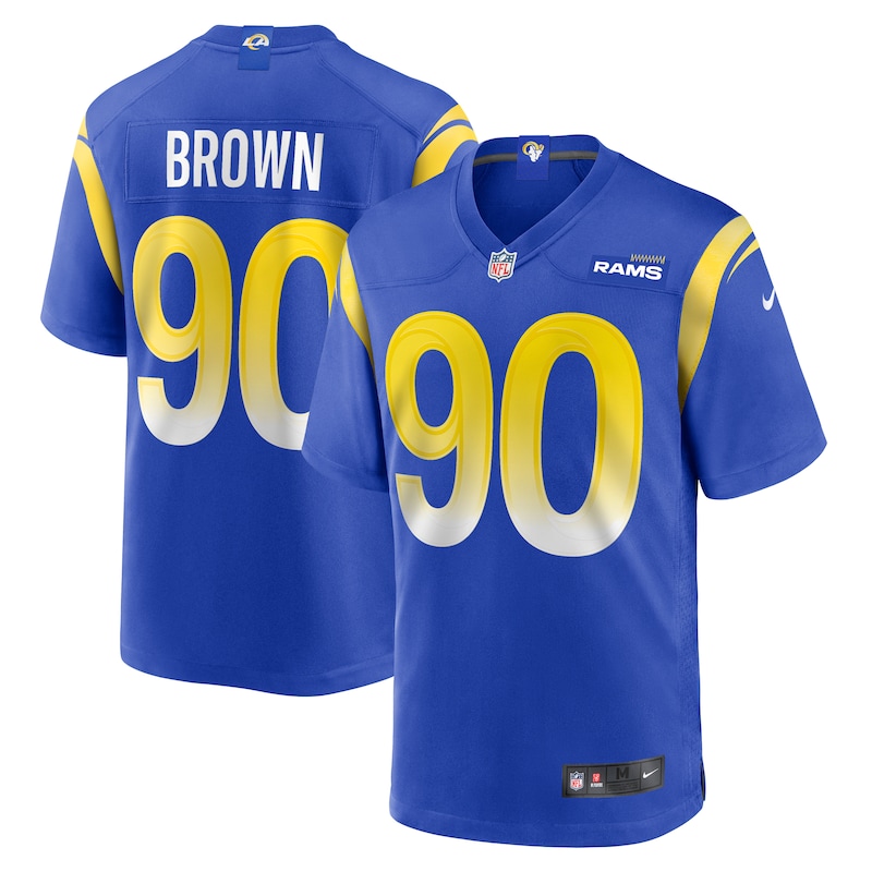 None Earnest Brown IV LA Rams Championship Professional Jersey