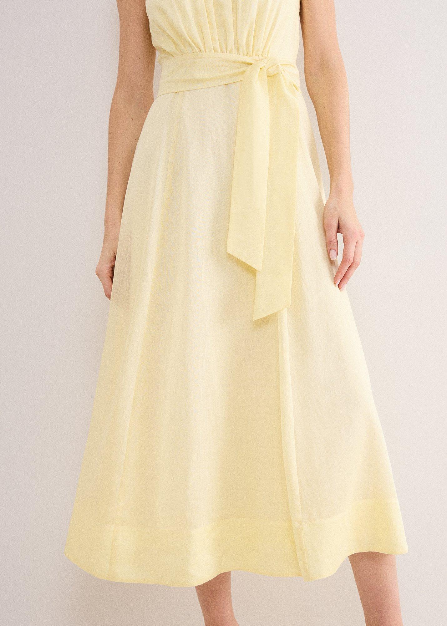 Zahira Pale Yellow Square Neck Midaxi Dress