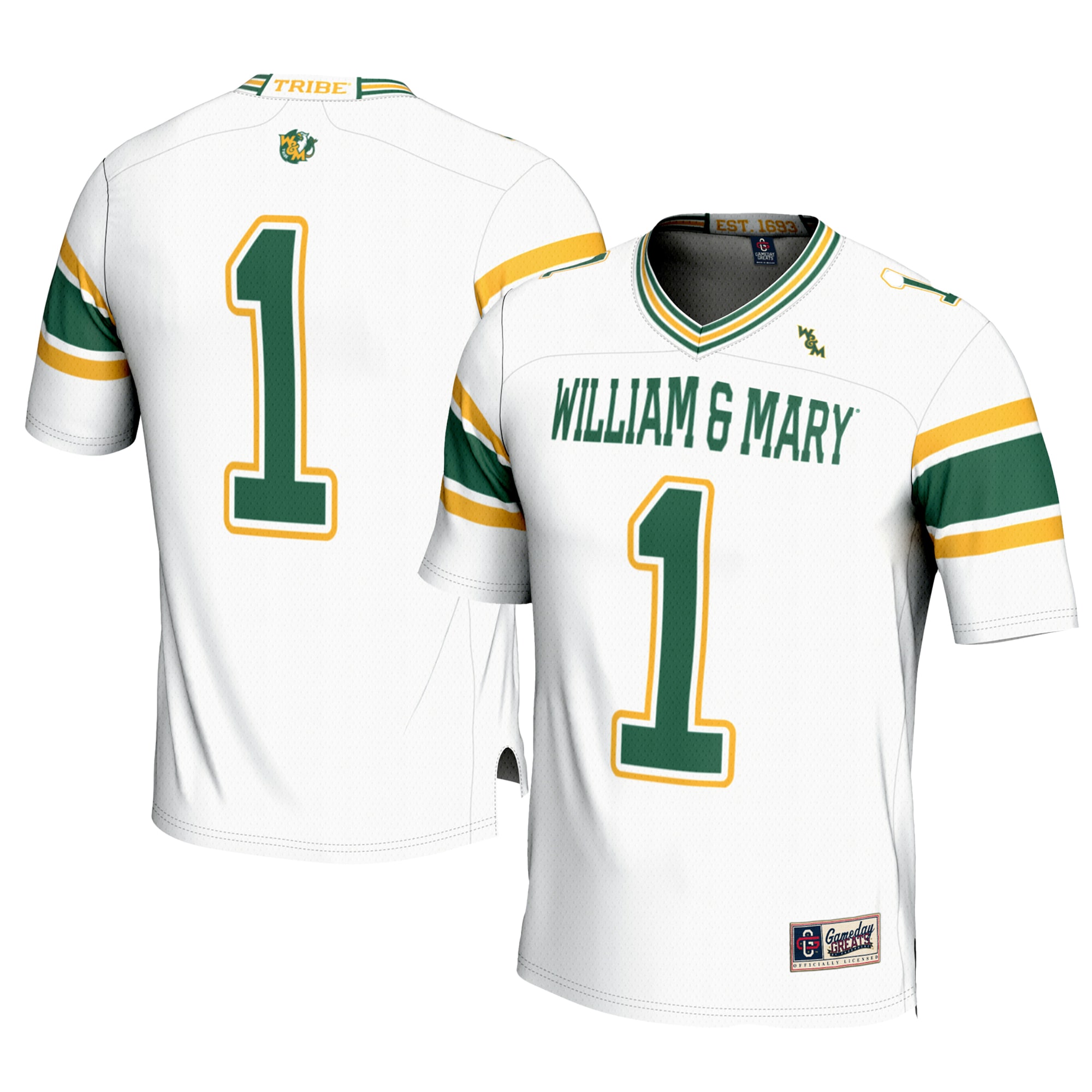 #1 William & Mary Tribe GameDay Greats 2026 Season Football Jersey - White