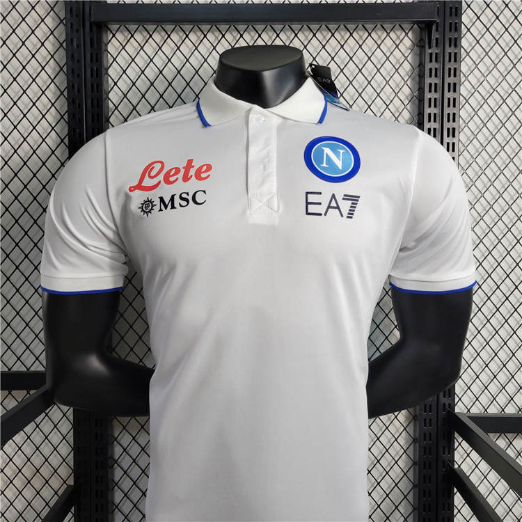 Lightweight NapoliNaples 2324 White Polo Shirt Football Shirt