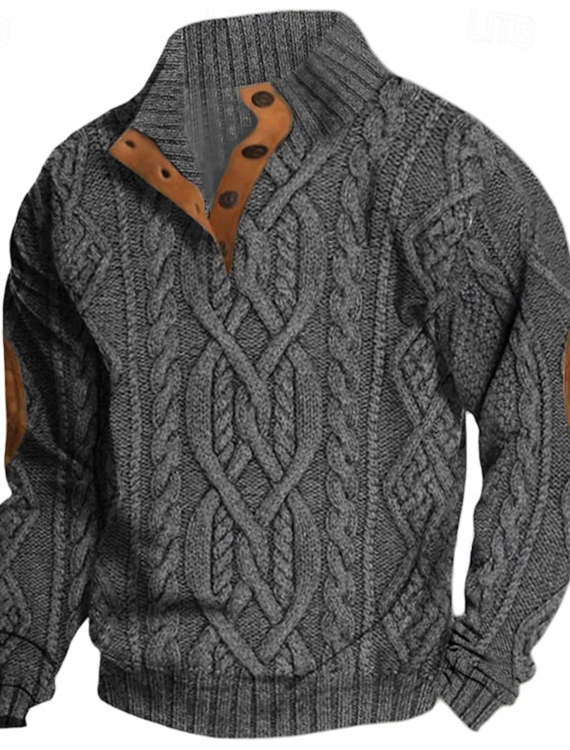 Men's Pullover Sweater Jumper Knit Ribbed Regular Tops Patchwork