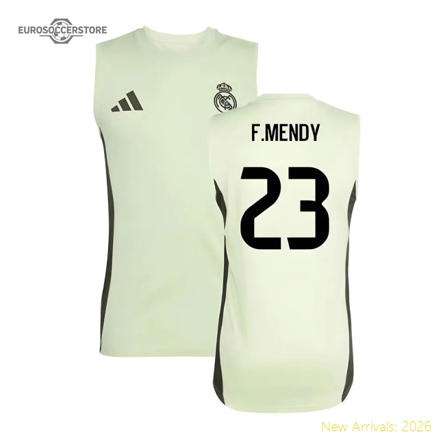 2025-2026 Real Madrid Sleeveless Training Jersey (Almost Lime) (F.Mendy 23)