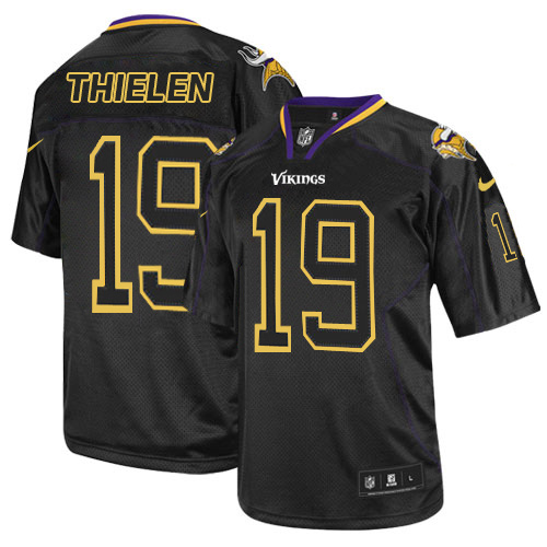 Official NFL M V Vikings #19 Adam Thielen Black Lights Out Jersey