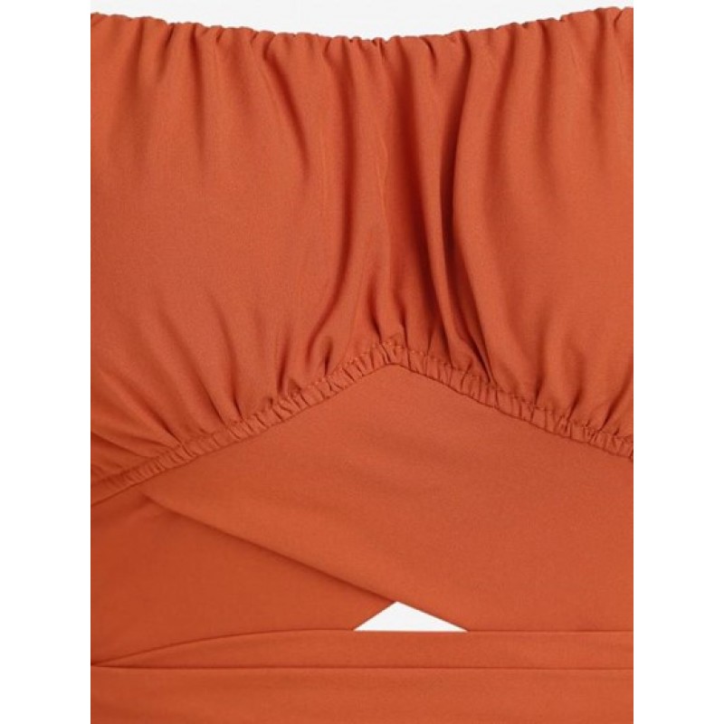 Tie-around Off Shoulder Ruched Blouse GG4047