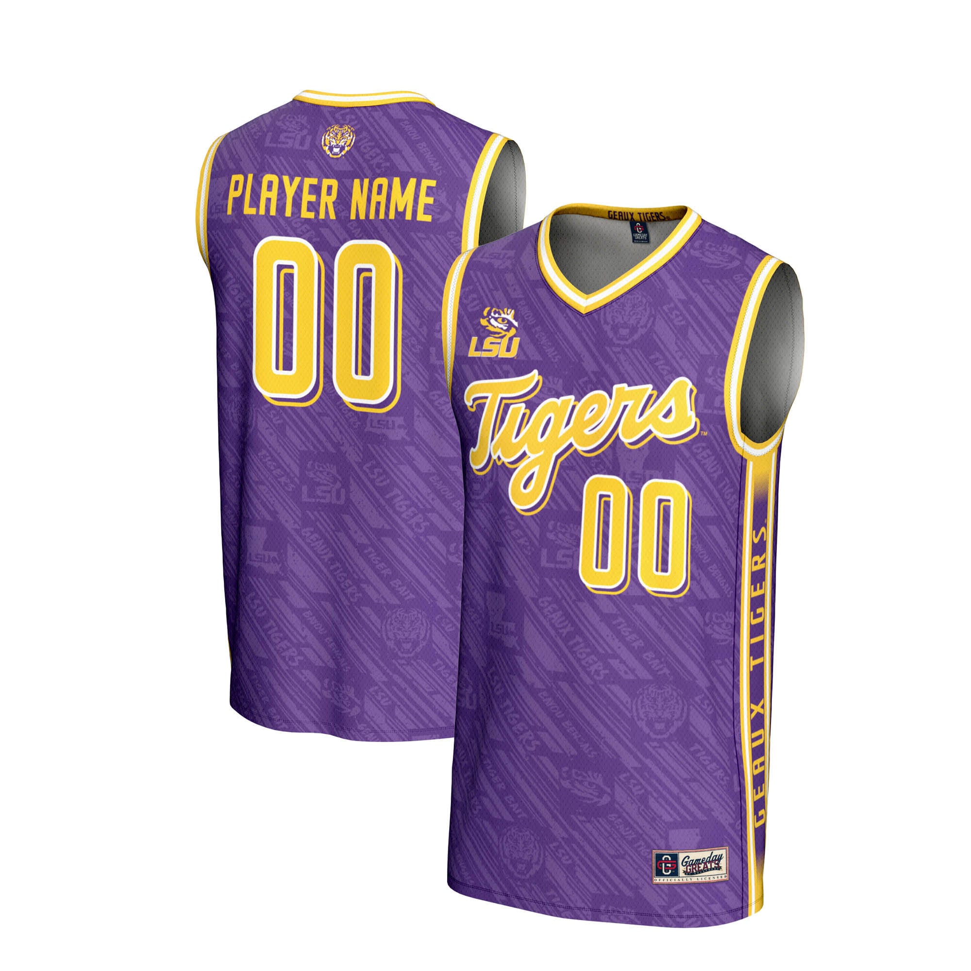 [NJP] LSU Tigers GameDay Greats Youth NIL Pick-A-Player Men's Basketball Highlight Print Lightweight Jersey - Purple