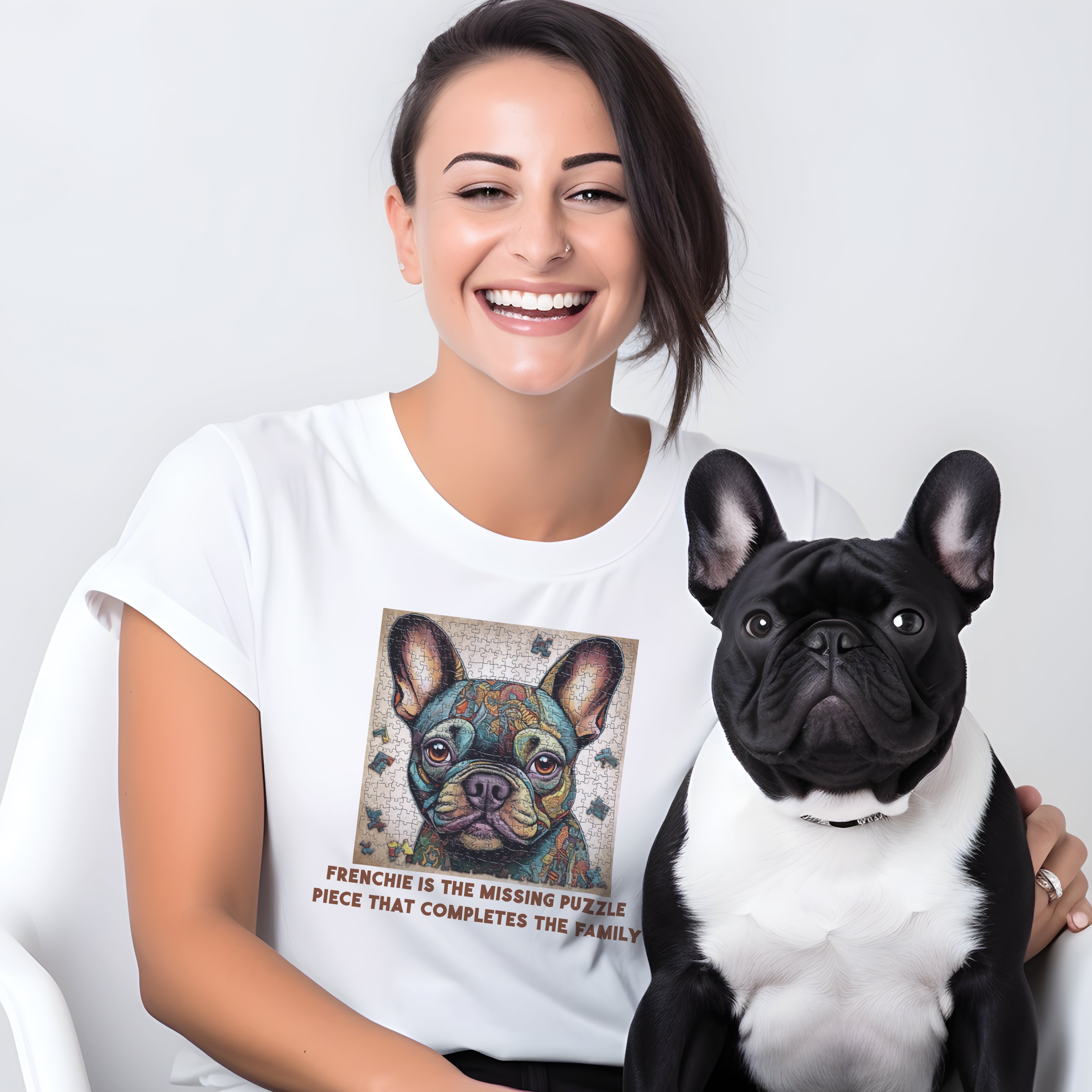 Frenchie Bulldog puzzle - Unisex T-Shirt