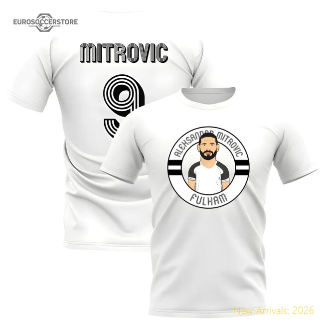 Premium Aleksandar Mitrovic Fulham Illustration T-shirt (white)