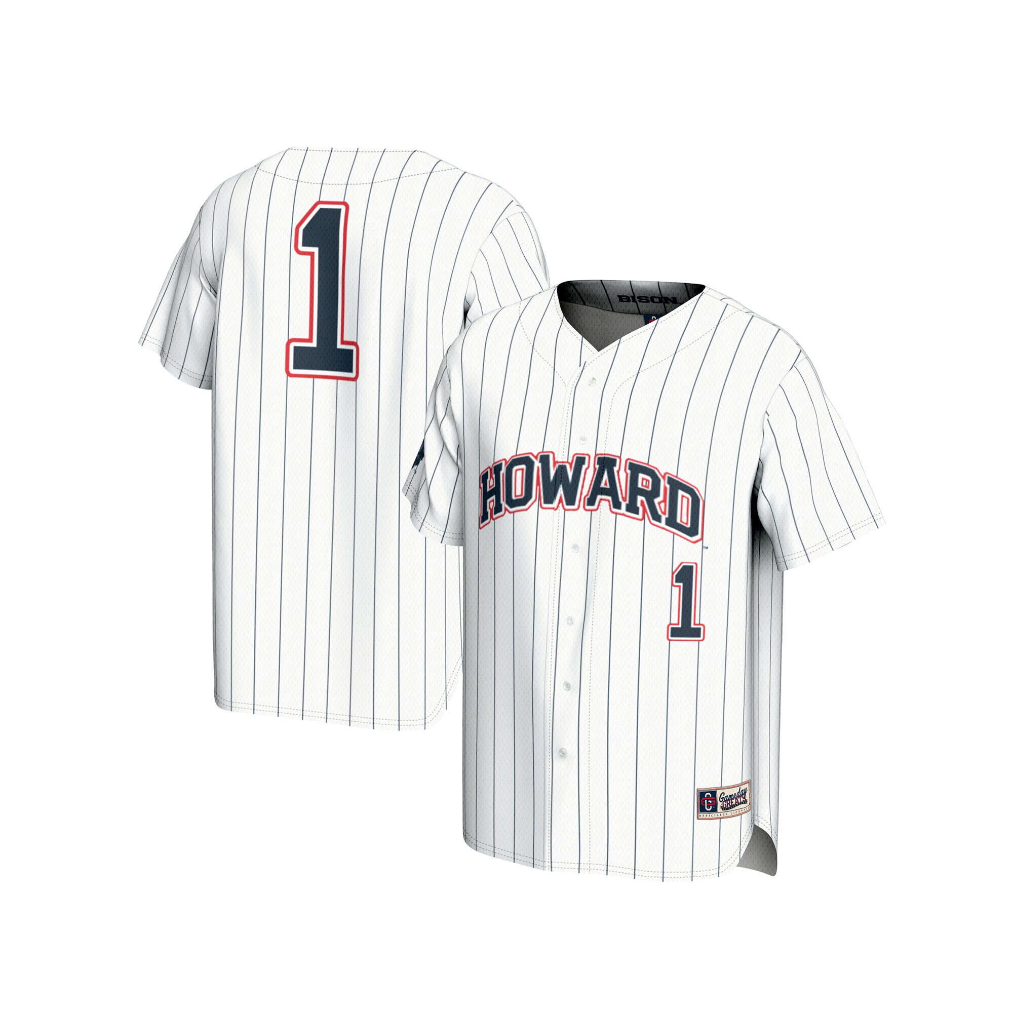 [DDG] Howard Bison GameDay Greats Unisex Lightweight Baseball Fashion Jersey - White