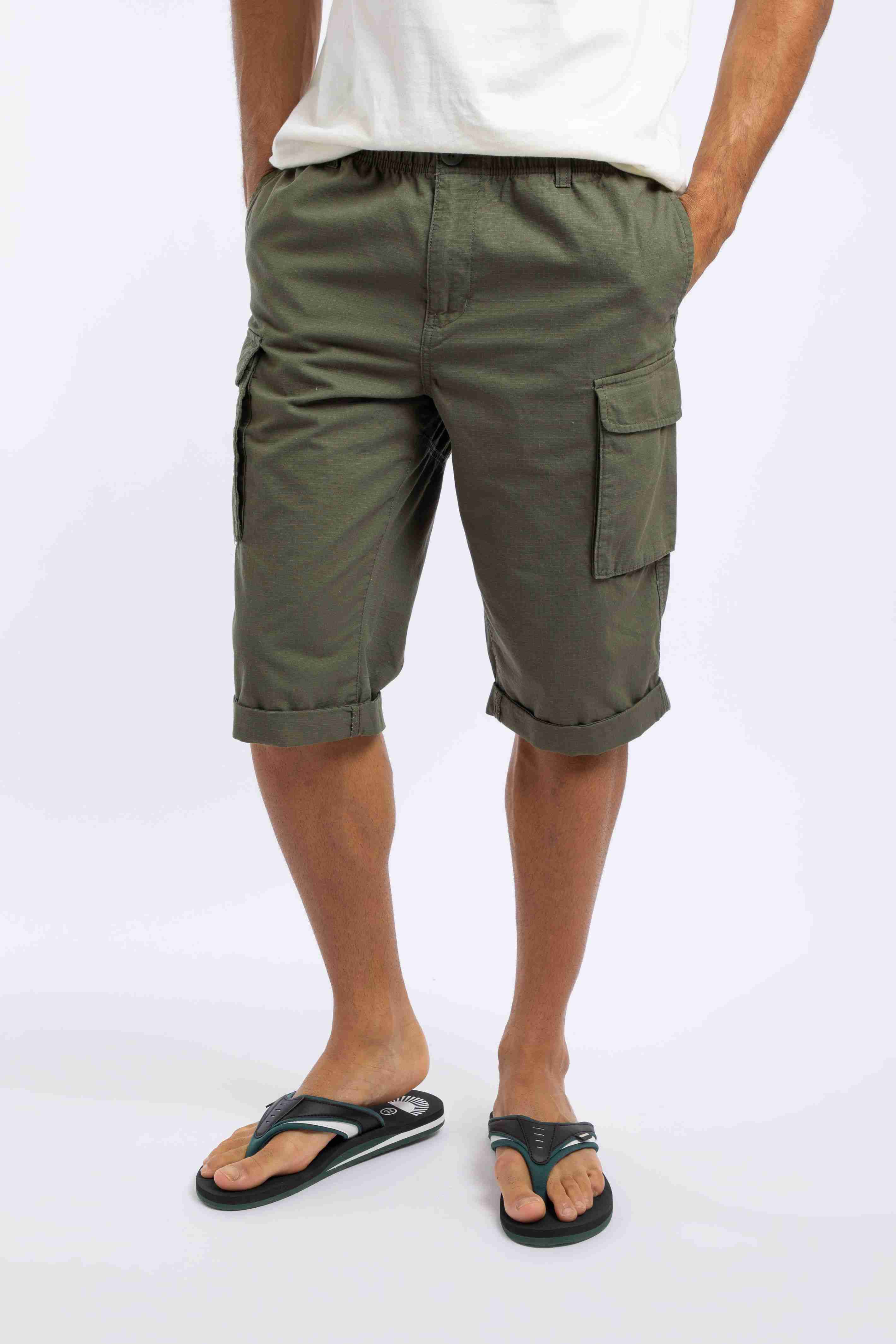 Summersville 3/4 Length Ripstop Cargo Shorts Basil