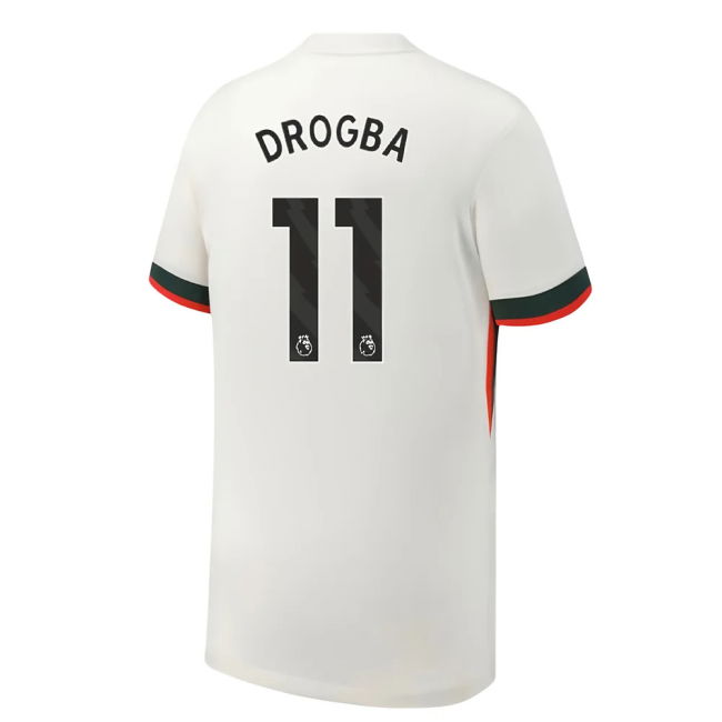 Chelsea 2025-20 Away Football Shirt with Drogba Printing L S Kids